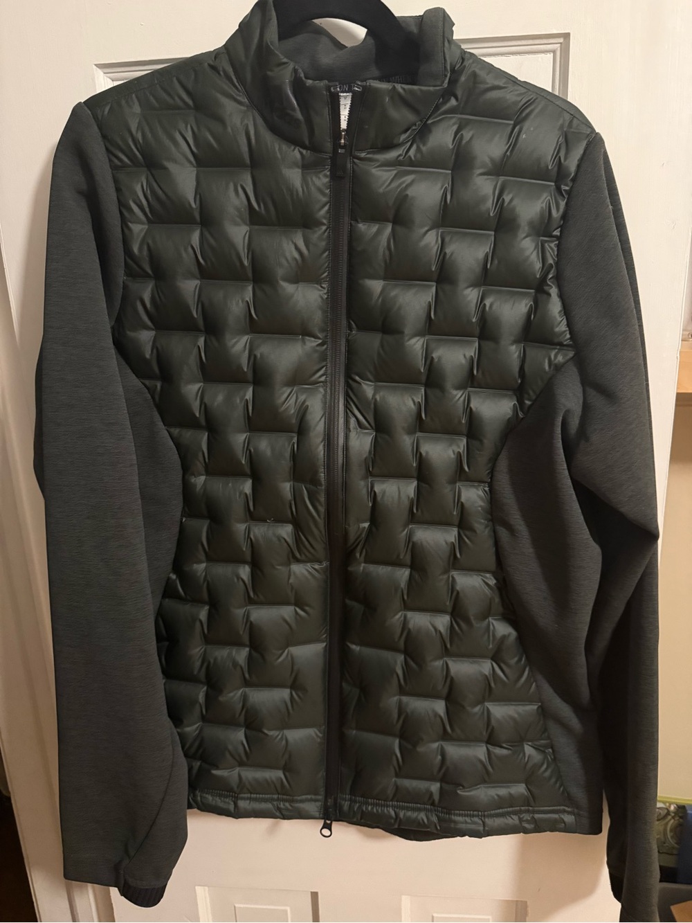 adidas Olive Green Quilted Inner Jacket with Grey Trim